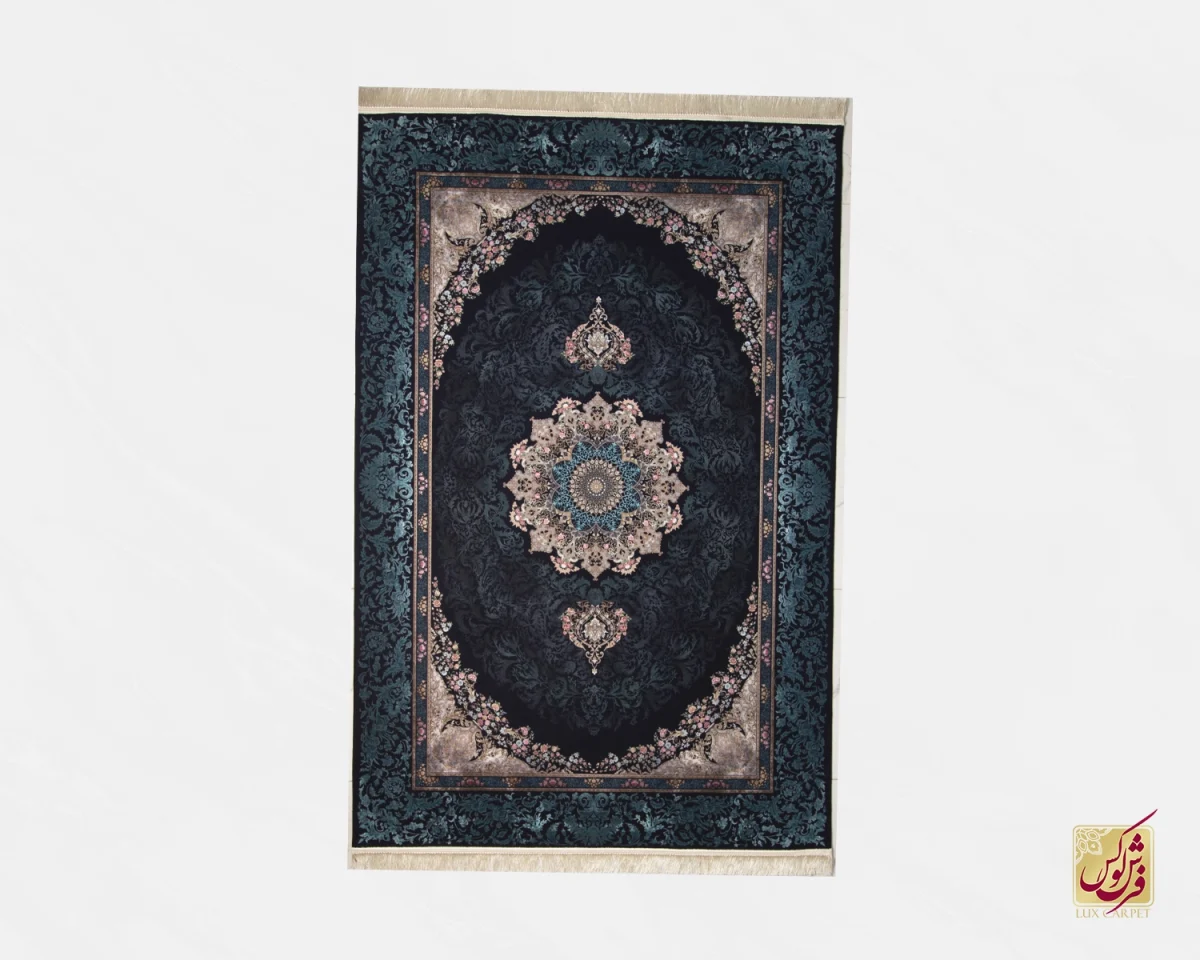 فرش وینتیج 711603 آبی کرم - تصویر 1