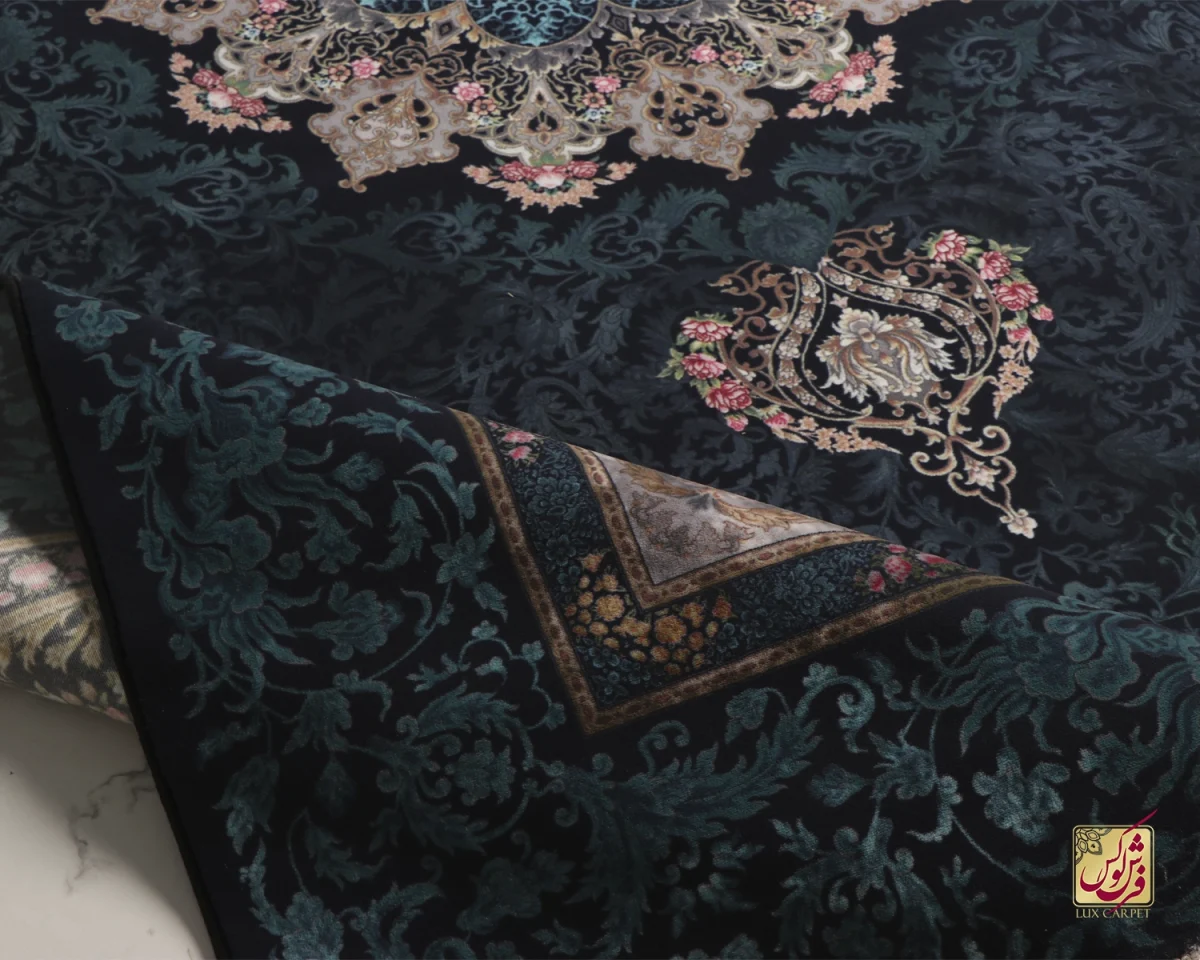 فرش وینتیج 711603 آبی کرم - تصویر 3