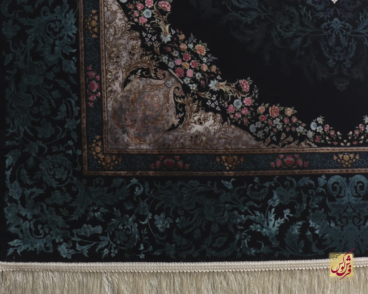 فرش وینتیج 711603 آبی کرم - تصویر 2