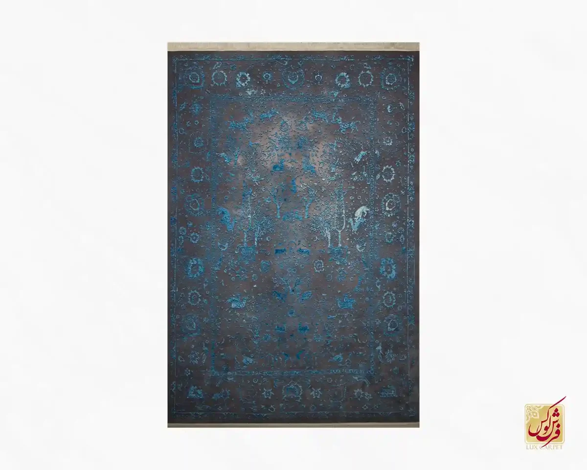 فرش وینتیج 711704 طوسی آبی - تصویر 1