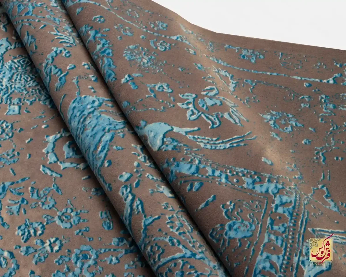 فرش وینتیج 711704 طوسی آبی - تصویر 2