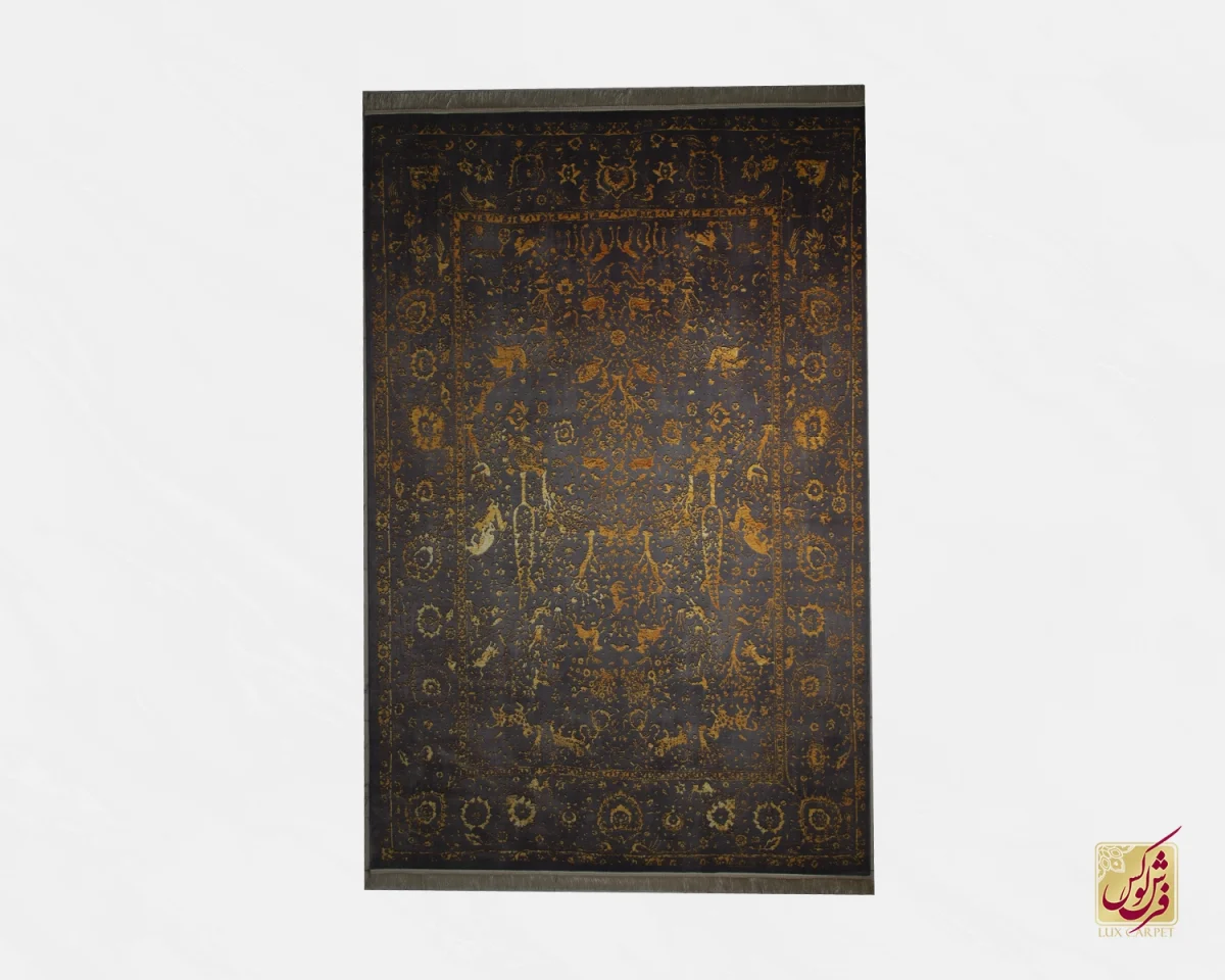 فرش وینتیج 711706 طوسی طلایی - تصویر 1