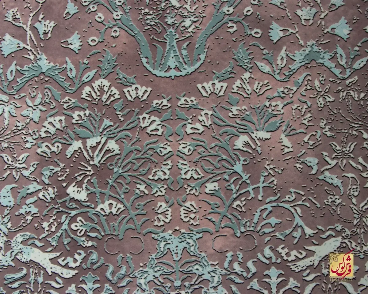 فرش وینتیج 711806 طوسی فیروزه‌ای - تصویر 2