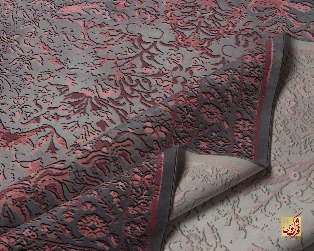 فرش وینتیج 711807 طوسی گلبهی - تصویر 2