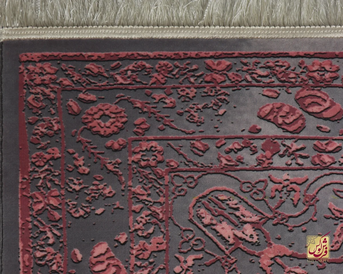 فرش وینتیج 711807 طوسی گلبهی - تصویر 3