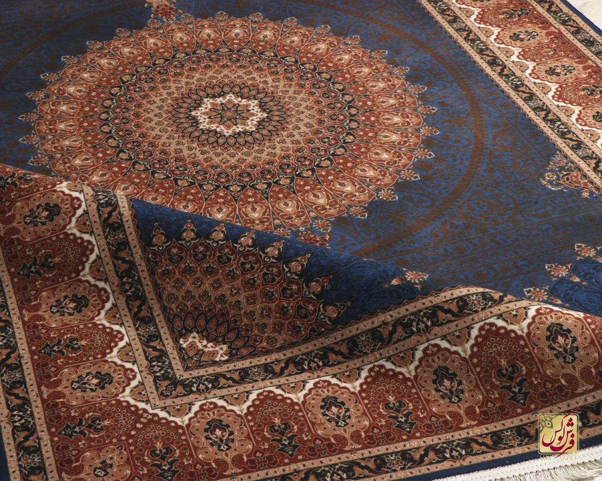 فرش وینتیج 712105 سرمه‌ای آجری - تصویر 3