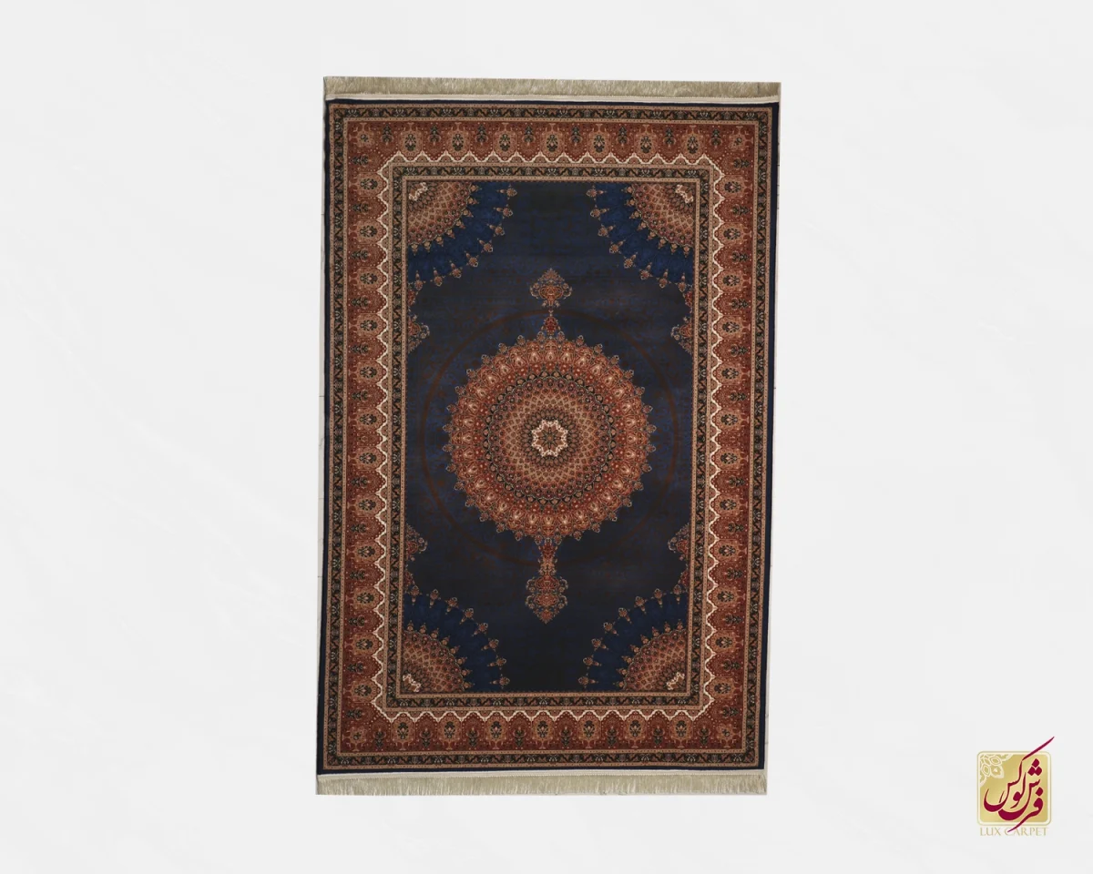 فرش وینتیج 712105 سرمه‌ای آجری - تصویر 1