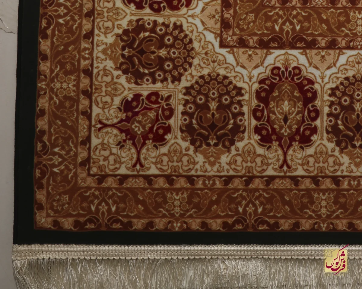 فرش کلاسیک 712107 سبز نسکافه‌ای - تصویر 3