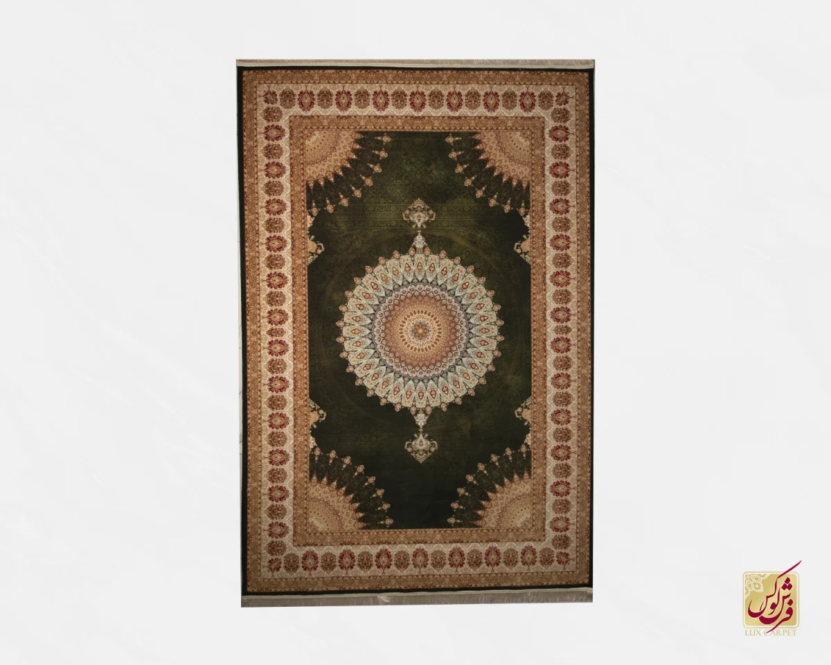 712107-3 فرش کلاسیک 712107 سبز نسکافهای - تصویر 1