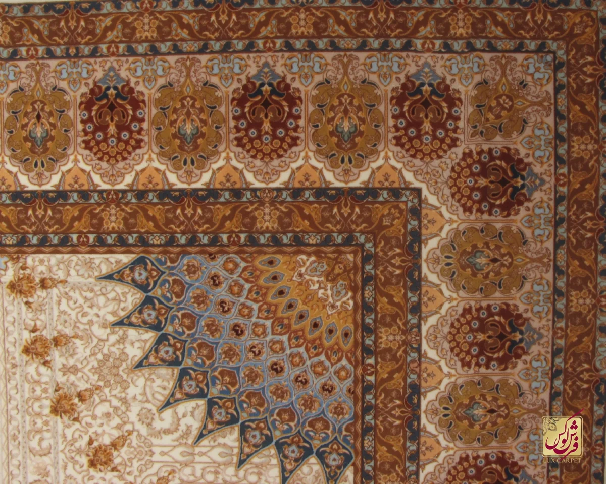 فرش کلاسیک 712109 کرم آجری - تصویر 2