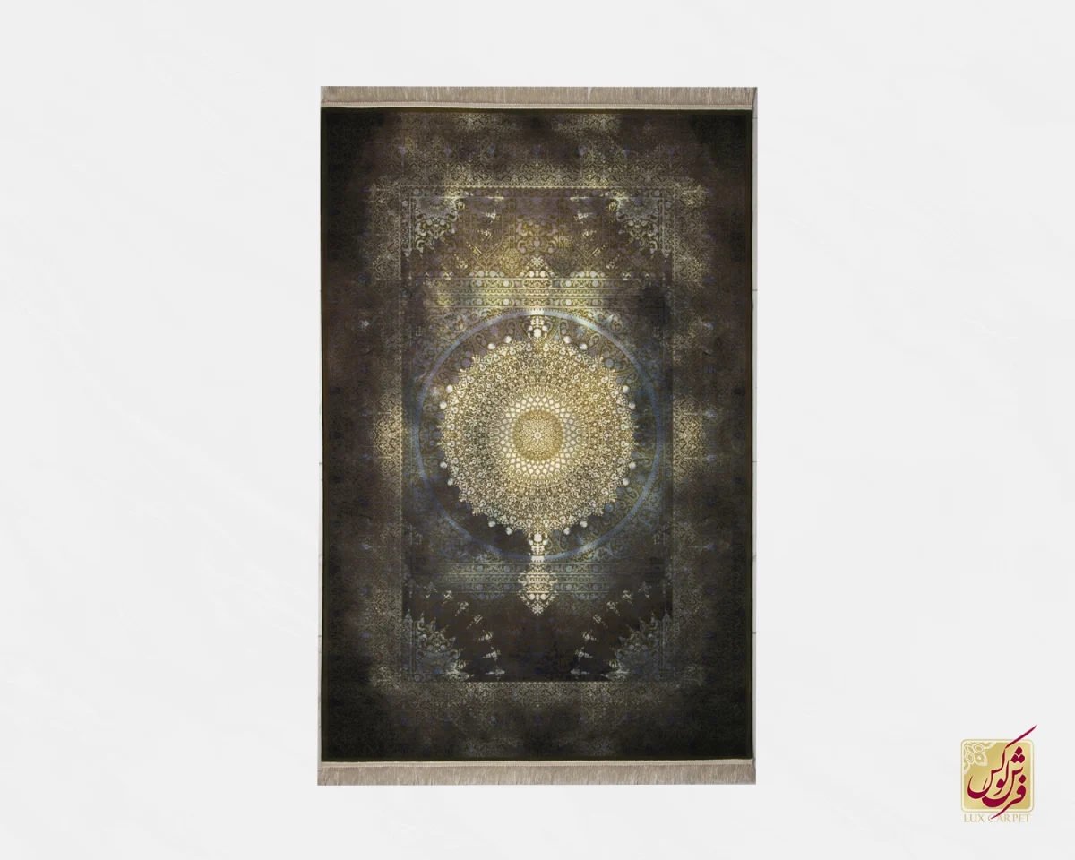 712205-1 فرش وینتیج 712205 ذغالی کرم - تصویر 1