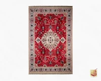 فرش ابریشم ماشینی 723104 قرمز کرم - تصویر 2