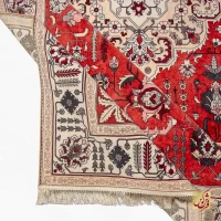 فرش ابریشم ماشینی 723104 قرمز کرم - تصویر 8