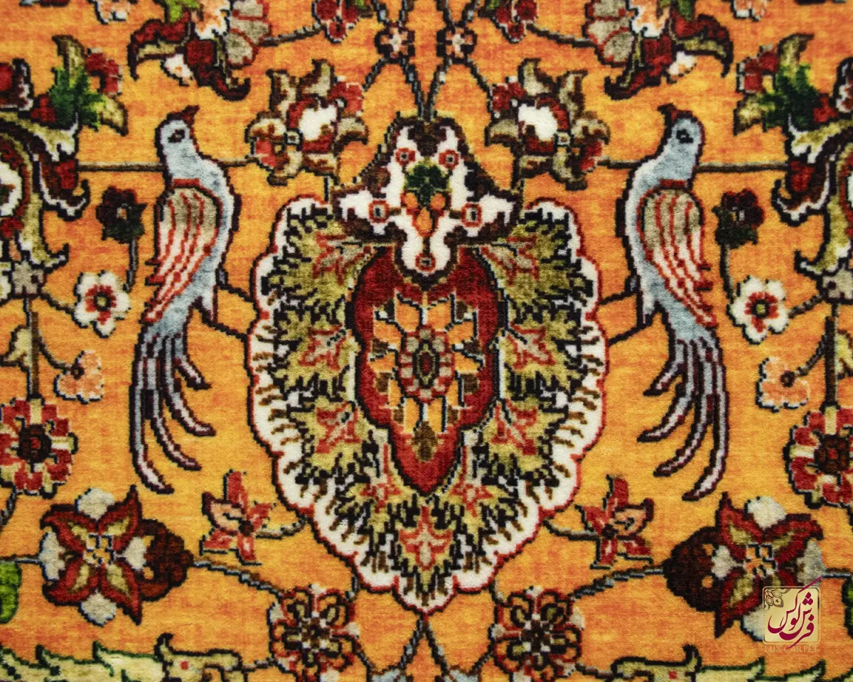 فرش وینتیج 730000 کرم نارنجی حاشیه زرشکی - تصویر 2