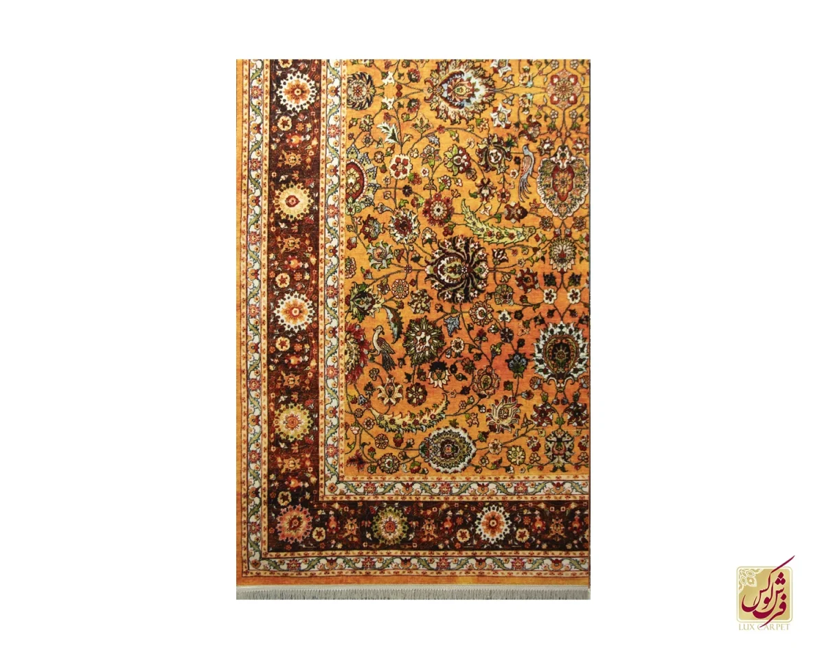 فرش وینتیج 730000 کرم نارنجی حاشیه زرشکی - تصویر 3