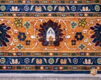 فرش ابریشم ماشینی 730300 آبی حاشیه آجری - Image 3