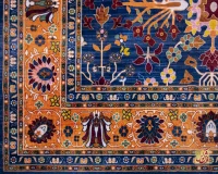 فرش ابریشم ماشینی 730300 آبی حاشیه آجری - Image 4