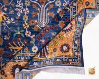 فرش ابریشم ماشینی 730300 آبی حاشیه آجری - Image 8