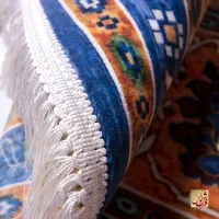 فرش ابریشم ماشینی 730300 آبی حاشیه آجری - Image 9