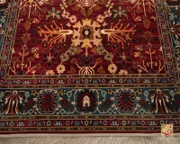 فرش ابریشم ماشینی 730301 قرمز آبی - Image 3