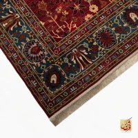 فرش ابریشم ماشینی 730301 قرمز آبی - Image 4