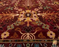فرش ابریشم ماشینی 730301 قرمز آبی - Image 5