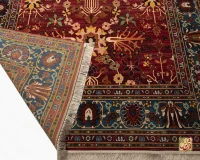 فرش ابریشم ماشینی 730301 قرمز آبی - Image 7