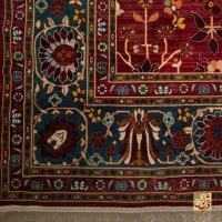 فرش ابریشم ماشینی 730301 قرمز آبی - Image 8