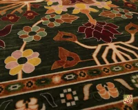 فرش ابریشم ماشینی 730302 سبز نارنجی - Image 6