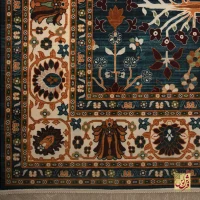 فرش ابریشم ماشینی 730303 آبی کرم - Image 3