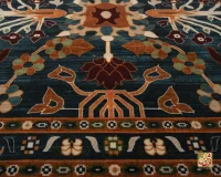 فرش ابریشم ماشینی 730303 آبی کرم - Image 4