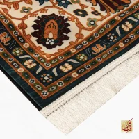 فرش ابریشم ماشینی 730303 آبی کرم - Image 6