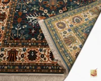 فرش ابریشم ماشینی 730303 آبی کرم - Image 7