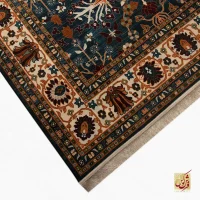 فرش ابریشم ماشینی 730303 آبی کرم - Image 8