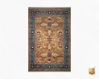 فرش ابریشم ماشینی 730305 آجری آبی - Image 2