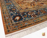 فرش ابریشم ماشینی 730305 آجری آبی - Image 8