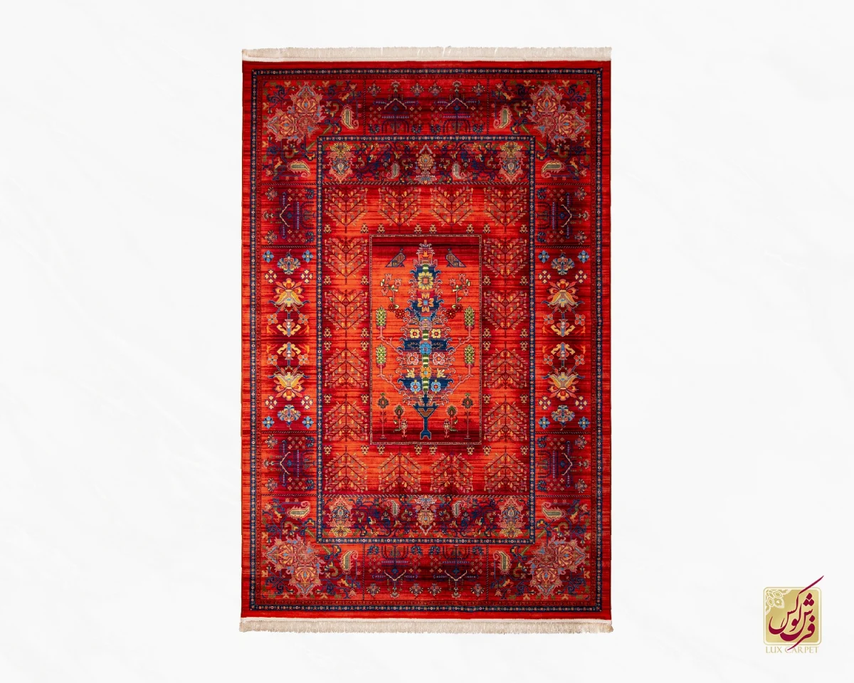 فرش ابریشم ماشینی 730600 لاکی - تصویر 2