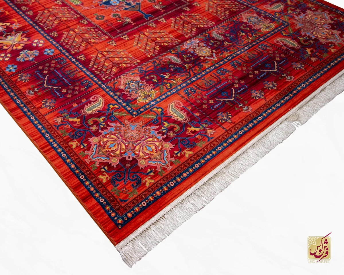 فرش ابریشم ماشینی 730600 لاکی - تصویر 4