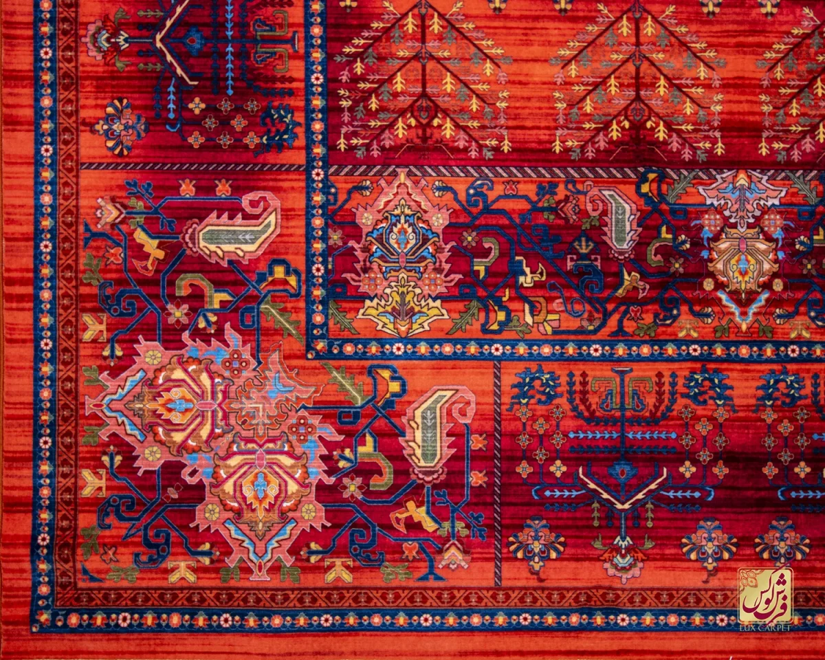 فرش ابریشم ماشینی 730600 لاکی - تصویر 5