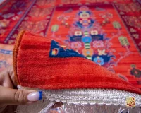 فرش ابریشم ماشینی 730600 لاکی - تصویر 6