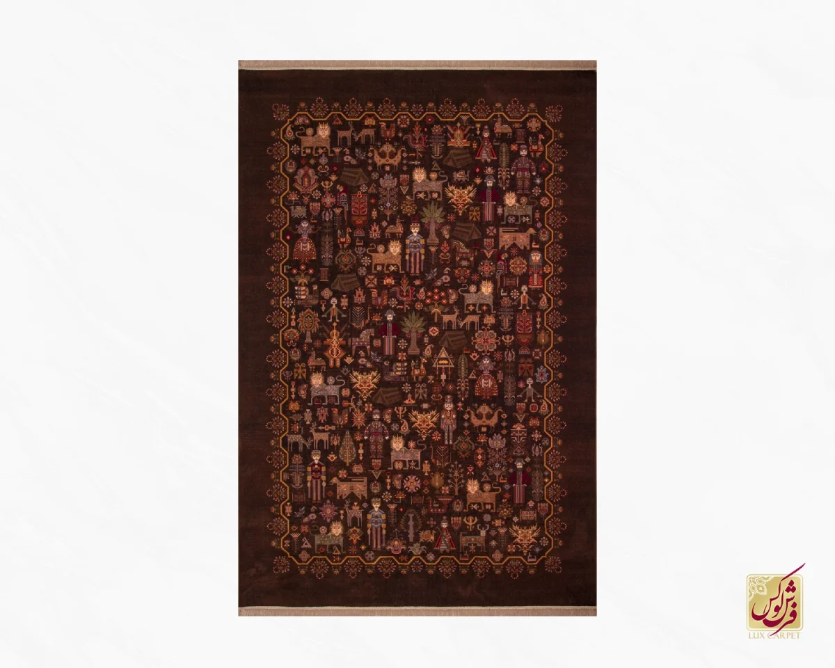 فرش ابریشم ماشینی 730800 قهوه ای - تصویر 2