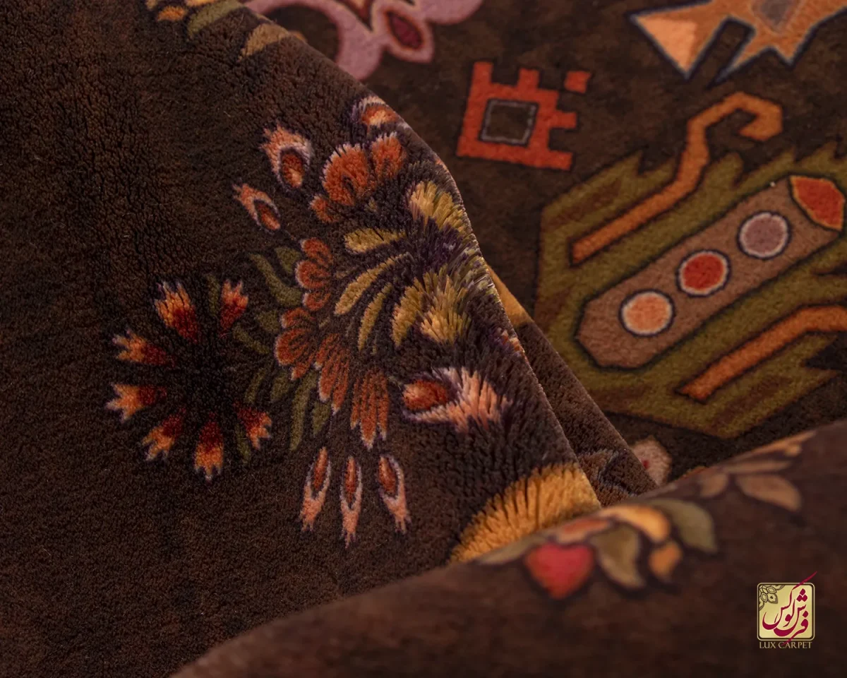 فرش ابریشم ماشینی 730800 قهوه ای - تصویر 12