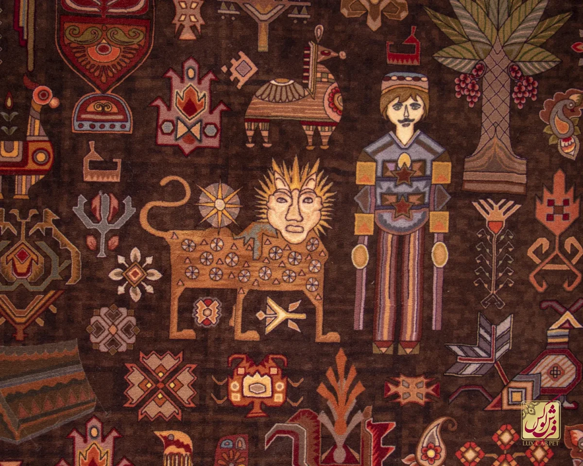 فرش ابریشم ماشینی 730800 قهوه ای - تصویر 3