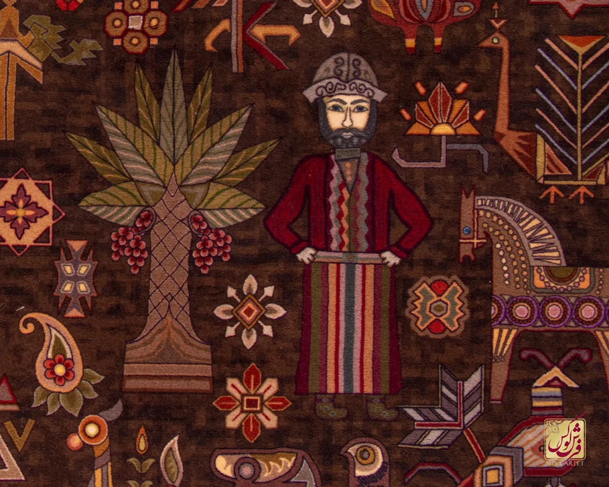 فرش ابریشم ماشینی 730800 قهوه ای - تصویر 5