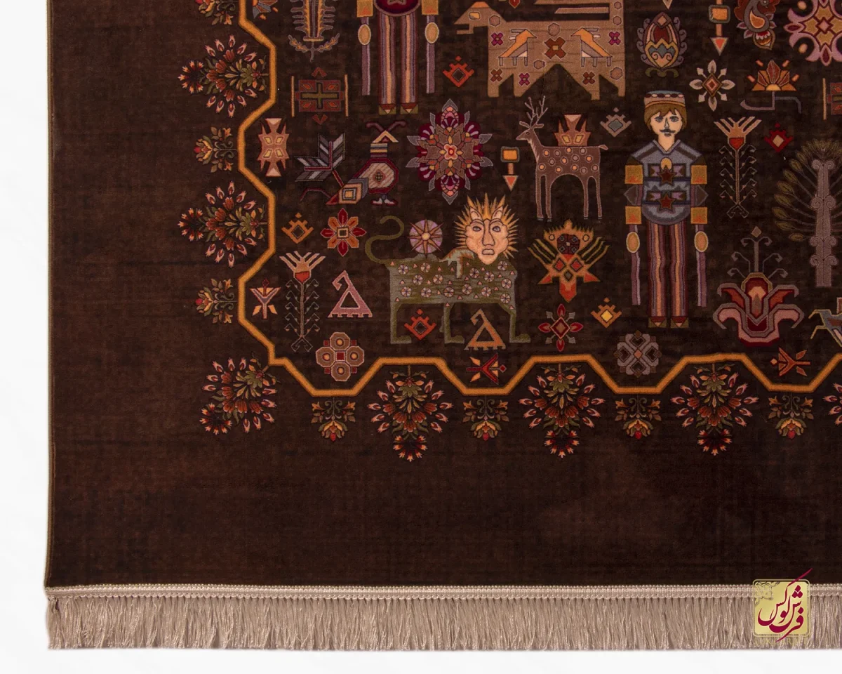 فرش ابریشم ماشینی 730800 قهوه ای - تصویر 7