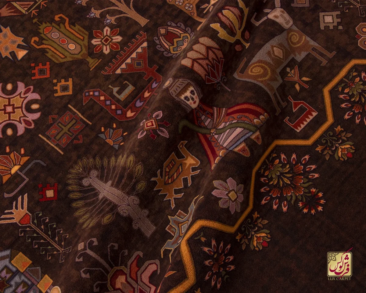 فرش ابریشم ماشینی 730800 قهوه ای - تصویر 8