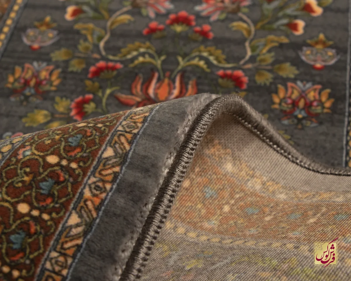 فرش ابریشم ماشینی 730900سرمه ای - تصویر 6