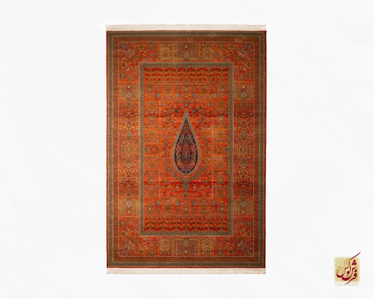 730901-0.webp فرش ابریشم ماشینی 730901 نارنجی تمام رنگ - تصویر 1