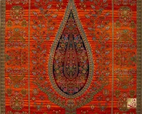 فرش ابریشم ماشینی 730901 نارنجی تمام رنگ - تصویر 4