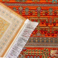 فرش ابریشم ماشینی 730901 نارنجی تمام رنگ - تصویر 8